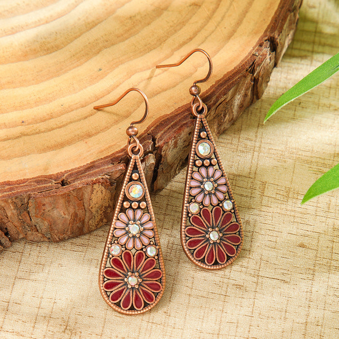 Wholesale 2pcs Bohemian drop-shaped turquoise earrings