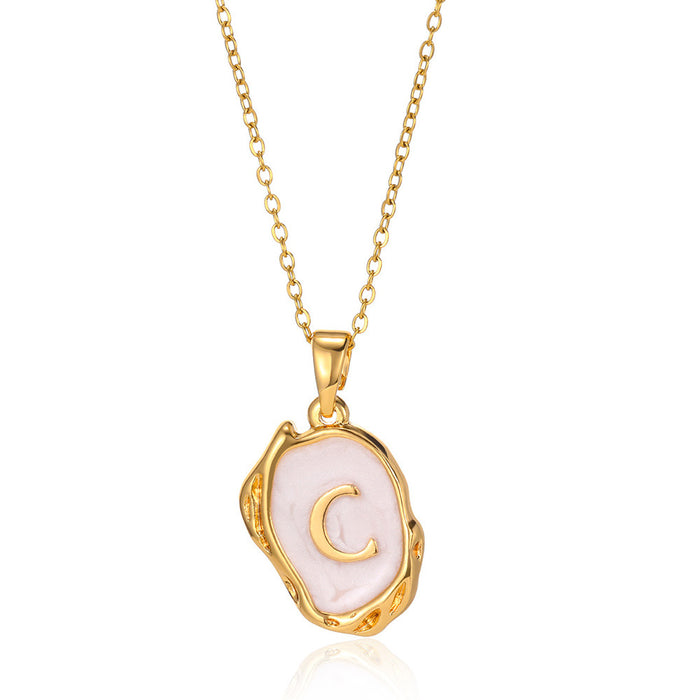 Wholesale Capital Initial Oil Drop Pendant Necklace Fashion Simple Three-dimensional