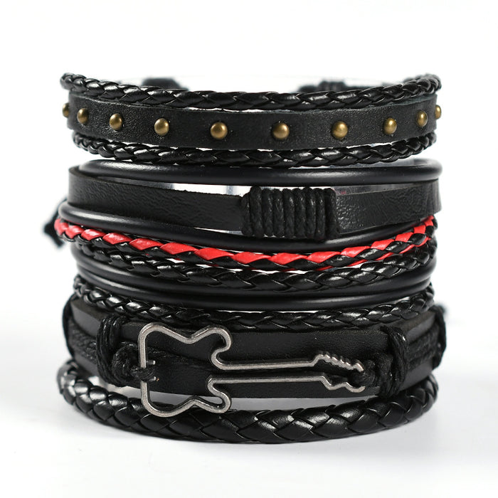 Wholesale Men's woven leather bracelet, genuine leather bracelet