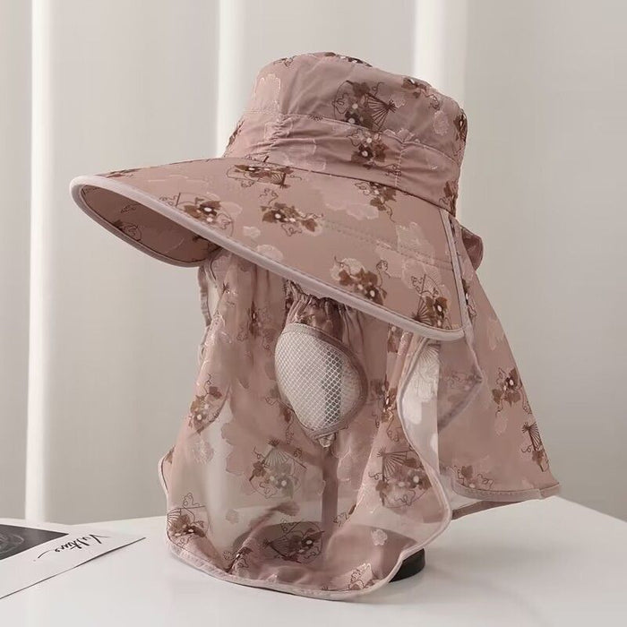 Wholesale Ice silk cool sun protection hat for women, summer full face sun hat, UV resistant tea picking hat, large brim