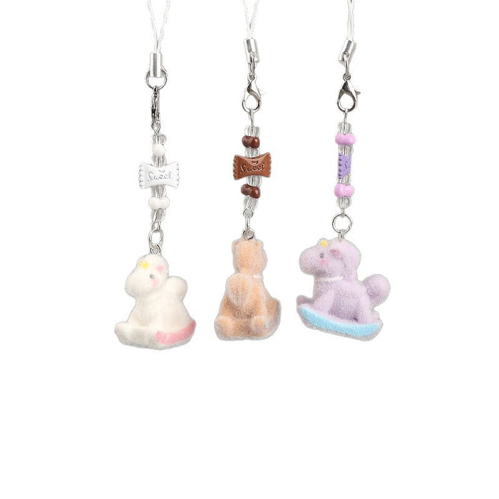 Wholesale Cartoon Flocked Rocking Horse Keychain