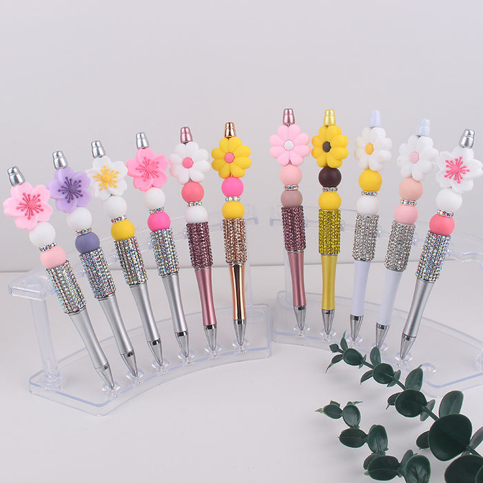 Wholesale Begonia  Silicone Beaded Pen Colorful Plastic Multifunctional Ballpoint Pen Gel Pen