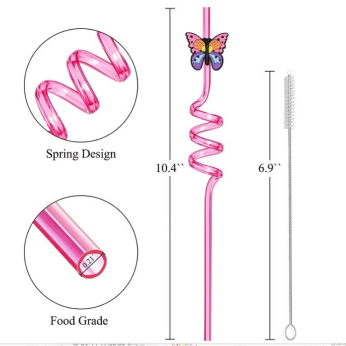 Wholesale Colorful spiral curved straw, environmentally friendly creative cartoon curved straw, party plastic straw, spot wholesale