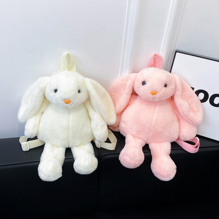 Wholesale Cartoon Cute Plush Bag Double Back Toy Rabbit Backpack Doll Bag