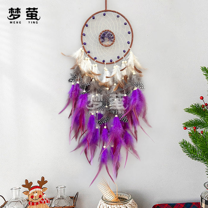 Wholesale Crystal Feather Dreamcatcher Handmade Tree of Life Room Decor MOQ≥2