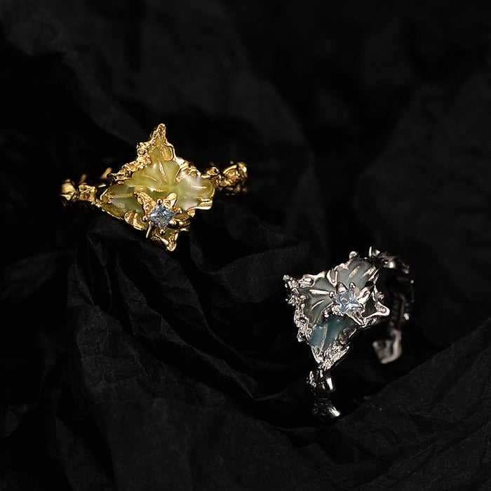 Wholesale Texture Color Diamond Ring Sterling Silver Glue Drop Jewelry for Women