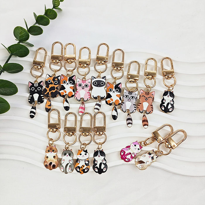 Wholesale Cute Alloy Cat Pendant Mini Car Keychain Zipper Decoration Pendant