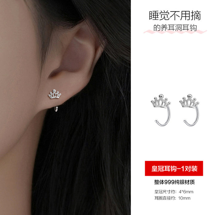 Wholesale Foot silver hollow ear hook with niche design, pure silver earrings, earring studs, jewelry