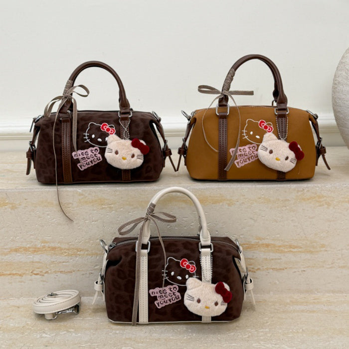 Wholesale Cute embroidered cartoon retro leopard print handbag