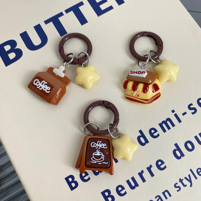 Wholesale Cute Coffee Shop Star Keychain Pendant Star Cartoon Bag Pendant Accessories