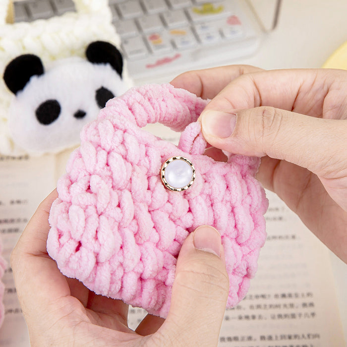 Wholesale Plush Woven Coin Purse Earphone Bag Cute Girl's Heart Jewelry Storage Bag