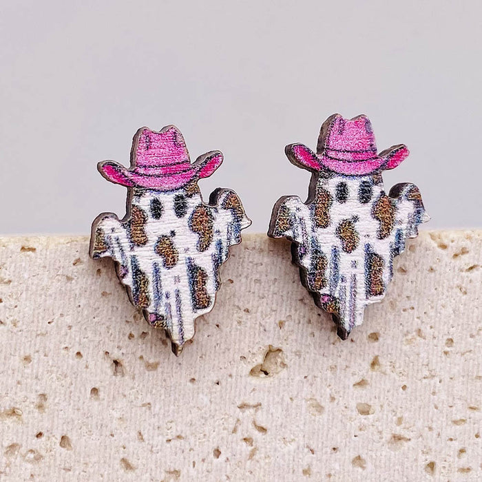 Wholesale  Earrings Horror Pumpkin Ghost Bat Wooden Earrings