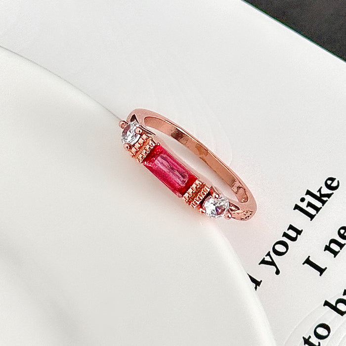 Wholesale Rose Gold Grandmother Green Blue Zircon Ring