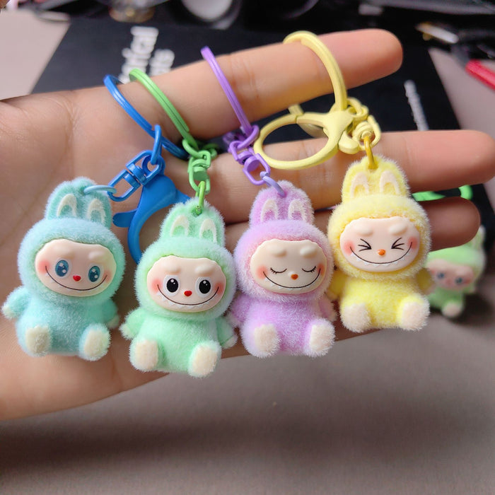 Wholesale Flocked Mini Plush Doll Keychain Vinyl Cute Baby Walking Bag Mobile Phone Pendant Cute Pendant