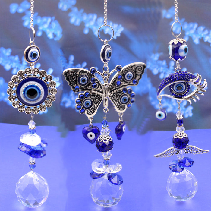 Wholesale Devil's Eye Crystal Sun Shop Dream Blue Eyes Diamond Mirror Ball Pendant Decorative Rearview Mirror