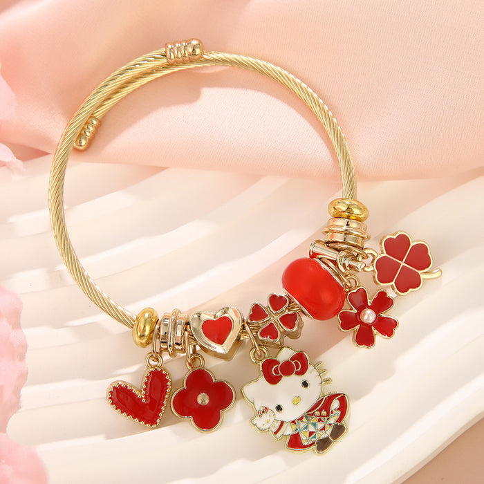 Wholesale Stainless Steel Beaded Bracelet Cute Cartoon Jewelry for Women Gift MOQ≥2