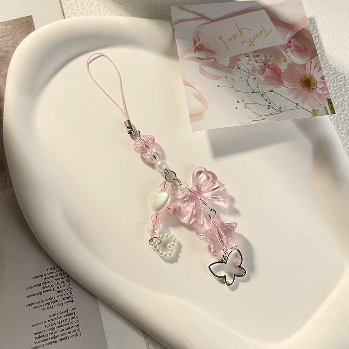 Wholesale Cute beaded phone charm keychain