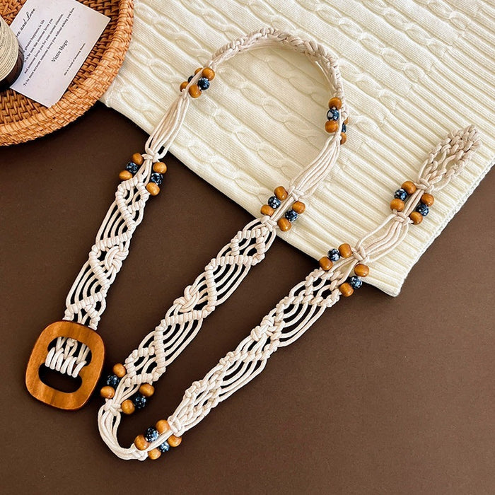 Wholesale Boho Woven Waist Belt For Women Retro Butterfly Design Belt Dress Accessory Summer Vacation Style