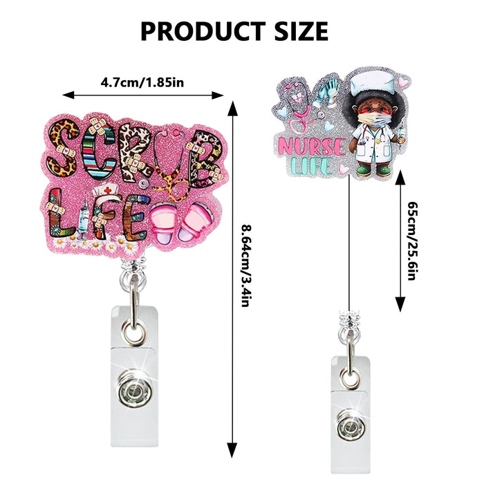 Wholesale Glitter Acrylic Retractable Clip Easy Pull Keychain JDC-KC-QiDing006