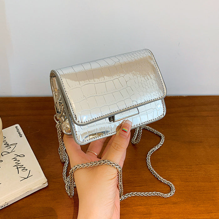 Wholesale Small square bag new high-end niche crossbody silver mini bag