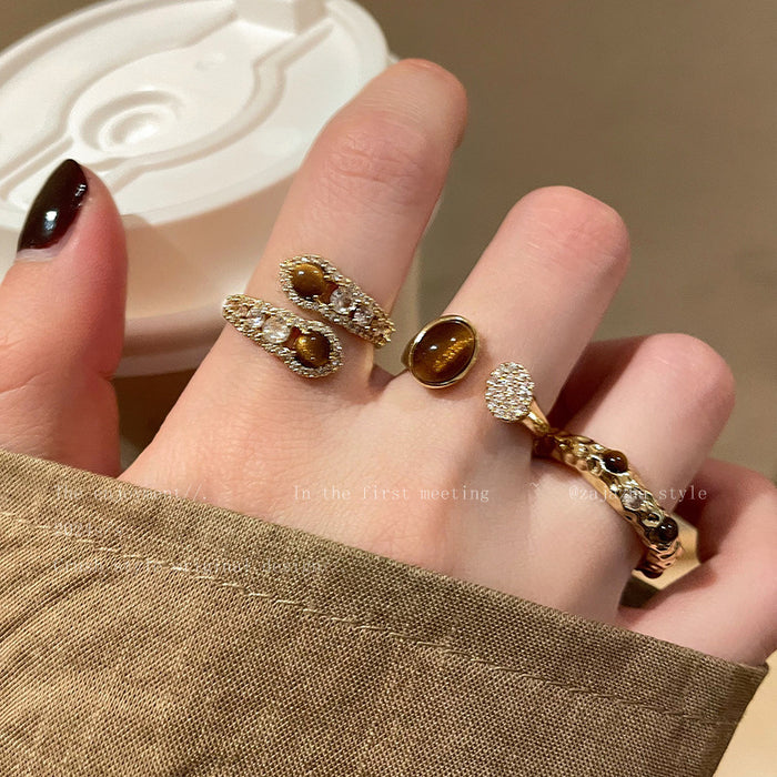 Wholesale Serpent-style Tiger' s Eye Open Ring