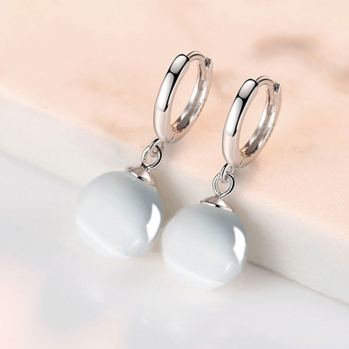Wholesale  Retro new S925 sterling silver cat's eye stone earrings  temperament girls ear buckle jewelry
