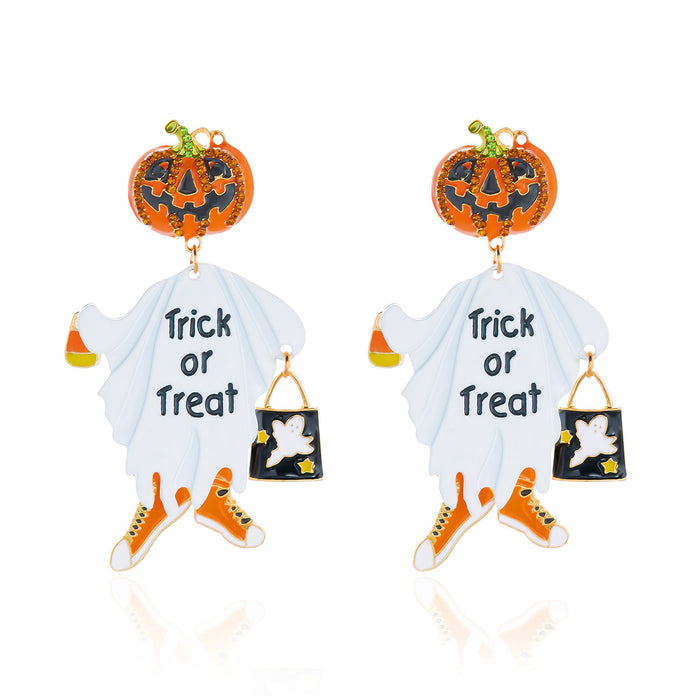 Wholesale Trendy Pumpkin Earrings for Women Alloy Rhinestone Asymmetrical Tassel Dangle Fashion Jewelry