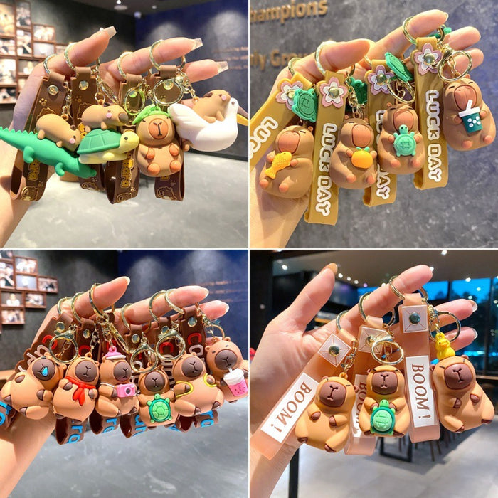 Wholesale Stylish Cartoon Capybara Keychain Car Key Accessory PVC Resale Gift MOQ≥2