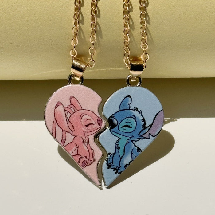 Wholesale Cute Cartoon Heart Magnetic Couple Necklace