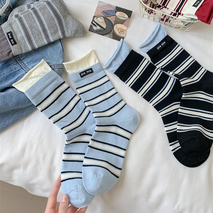Wholesale Socks casual pile socks thin letter tube striped socks