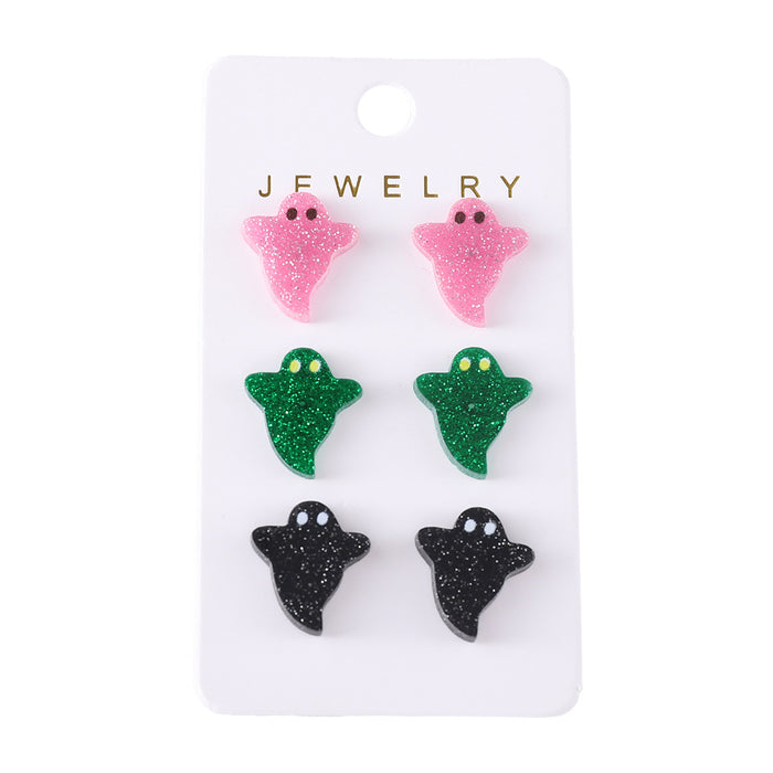 Wholesale Ghost Acrylic Earrings Set with Sequins Party Jewelry Accessory