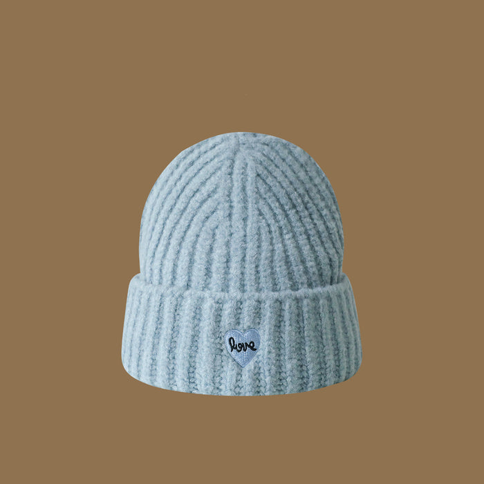 Wholesale Heart-embroidered knitted wool hat