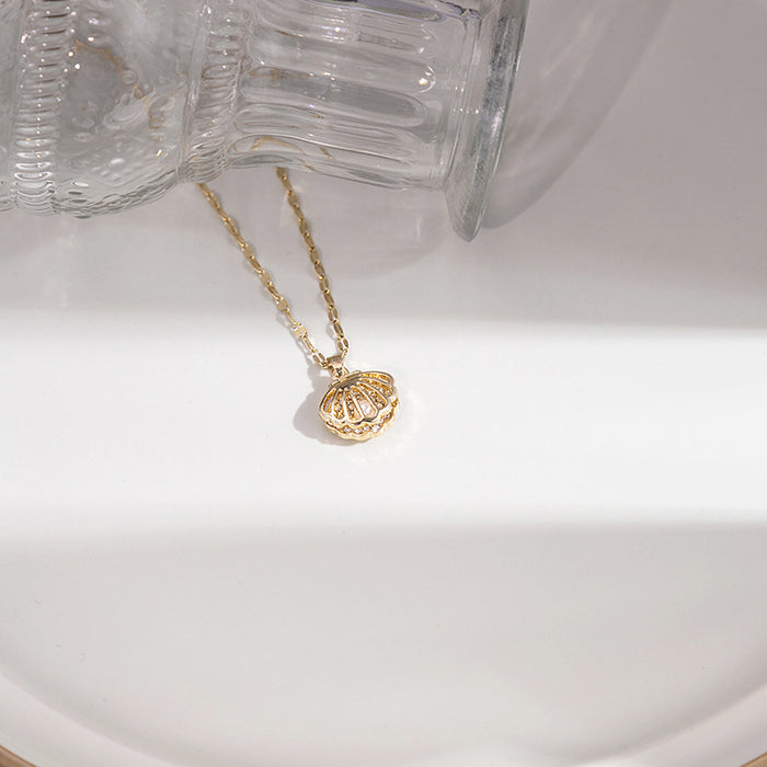Wholesale Hollow Shell Pearl Pendant Necklace JDC-NE-QingH010
