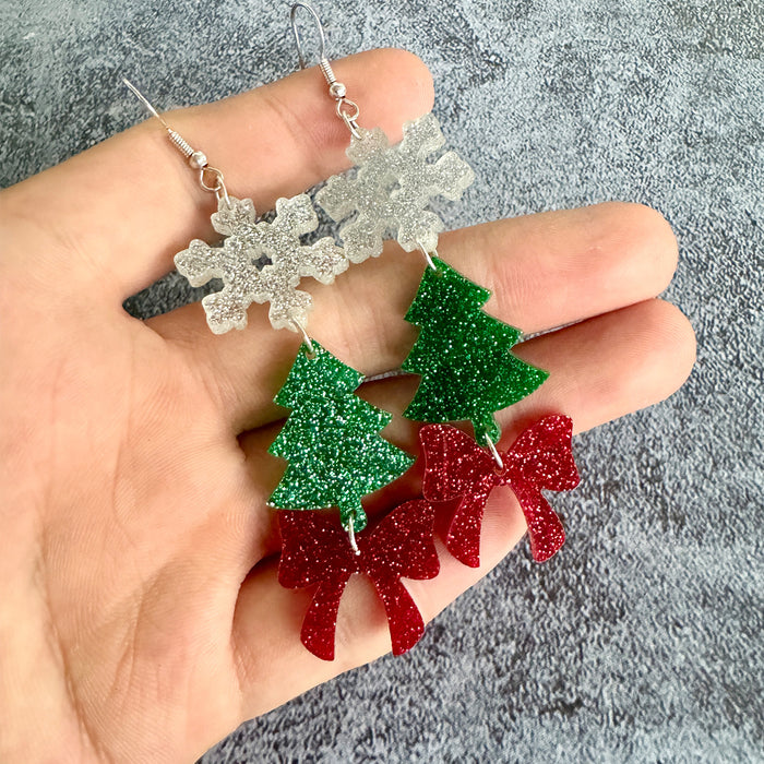 Wholesale Christmas acrylic ing earrings snowflake Christmas tree