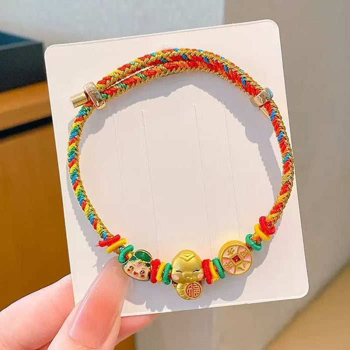Wholesale colorful rope children hand woven red rope five color bracelet