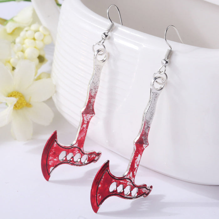 Wholesale 2pcs Halloween Scissors Axe Sharp Knife Alloy Earrings JDC-ES-HeYi108