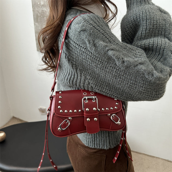 Wholesale Texture rivet personalized design single shoulder crossbody