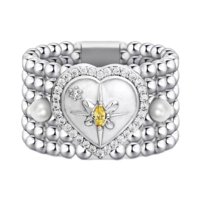 Wholesale Butterfly Star Ring Women's Pearl Oil Drop Wide Version Ring Opening Adjustable