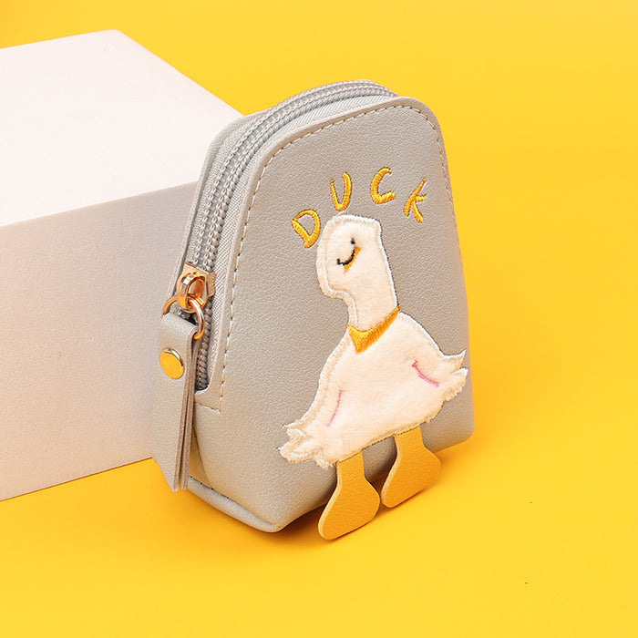 Wholesale Chic Cartoon Duck PU Leather Keychain Coin Purse Zipper Backpack Fashion Accessory Gift