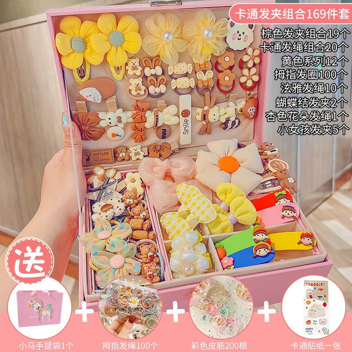 Wholesale Children' s New Headwear Girl Birthday Gift Jewelry Box Princess Girl Hair Accessories Set Gift Box Baby Hair Clip