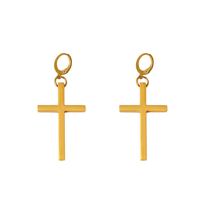 Wholesale Retro new earrings titanium steel stainless steel earrings cross jewelry