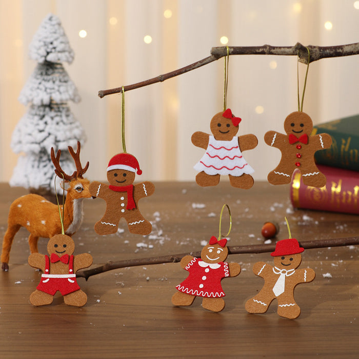 Wholesale Christmas Tree Pendant Felt Cloth Cartoon Gingerbread Man Small Pendant Christmas Decorations