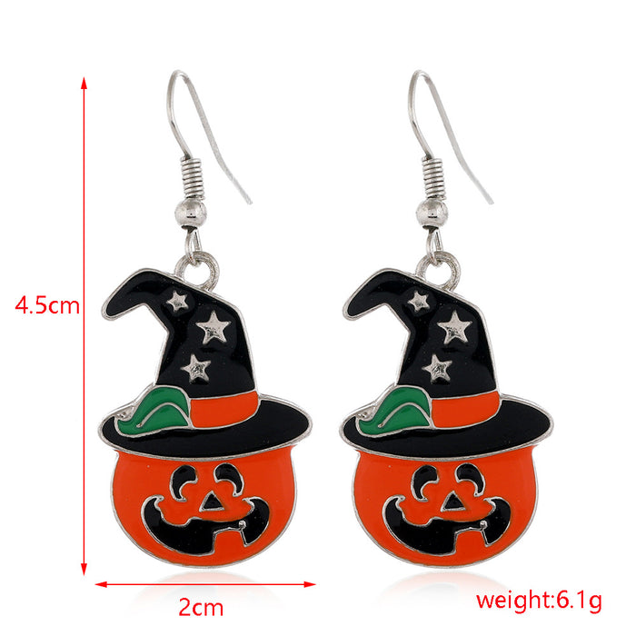 Wholesale Halloween Series Skull Spider Pumpkin Alloy Earrings JDC-ES-HengX006