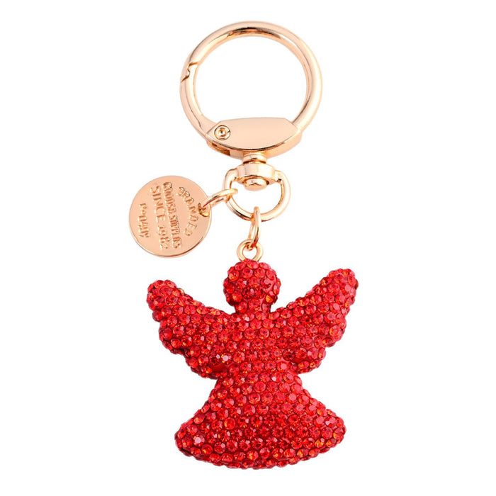 Wholesale Diamond-studded Angel Keychain,  Fully Rhinestone Car Key Pendant