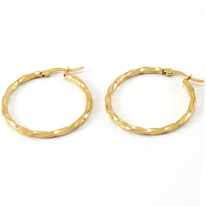 Wholesale Circle Stainless Steel Gold Plated Ripple Earrings JDC-ES-ZhongYao004