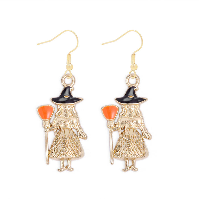 Wholesale Halloween Series Skull Pumpkin Zinc Alloy Earrings JDC-ES-BinL008