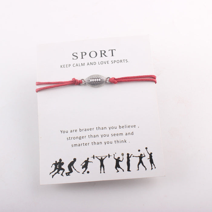 Wholesale Alloy Baseball, Football, Rugby Sports Blessing Card Bracelet JDC-BT-ShangC004