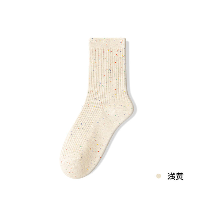 Wholesale Stacked socks made of pure cotton, thin socks with dotted yarn, long tube socks that are versatile and boneless, mid tube socks