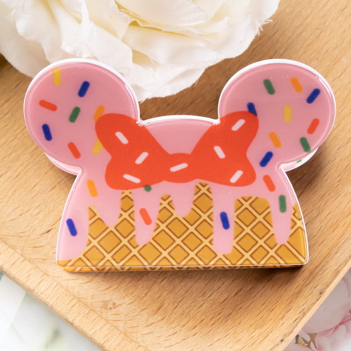 Wholesale Mouse Head-Shaped Hair Clip with Bow and Lemon Pattern Cute Cartoon Claw Clip