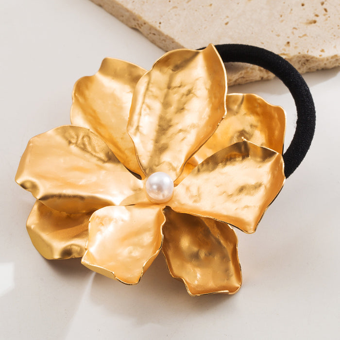 Wholesale flower metal high elastic hair ring sweet flower head rope hair accessories